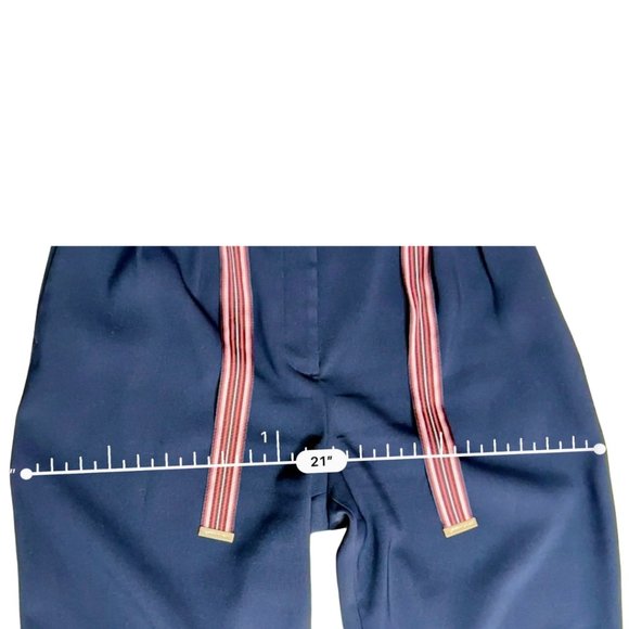 Tommy Hilfiger Baggy Navy Slacks with Red White & Blue Tie Belt Size 4 - Picture 3 of 16